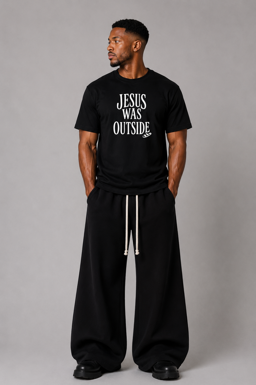 JESUS WAS OUTSIDE Tee Black
