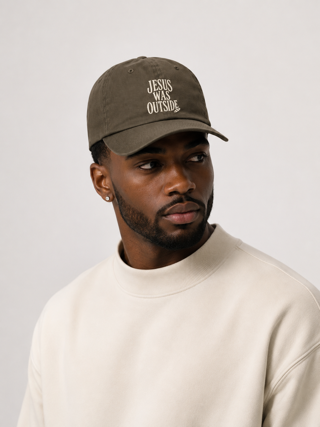 JESUS WAS OUTSIDE Hat Olive
